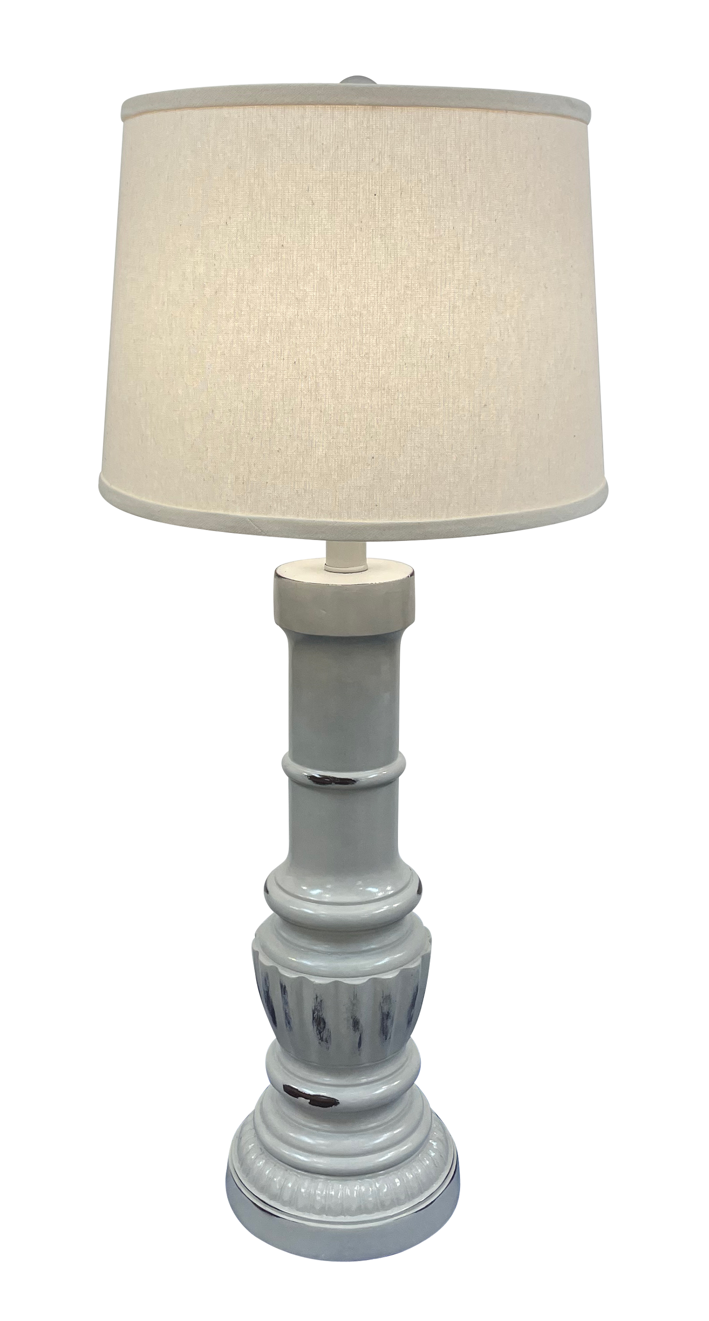 Coast Lamp Manufacturing 34"H Distressed Gray Ribbed Pedestal Table Lamp