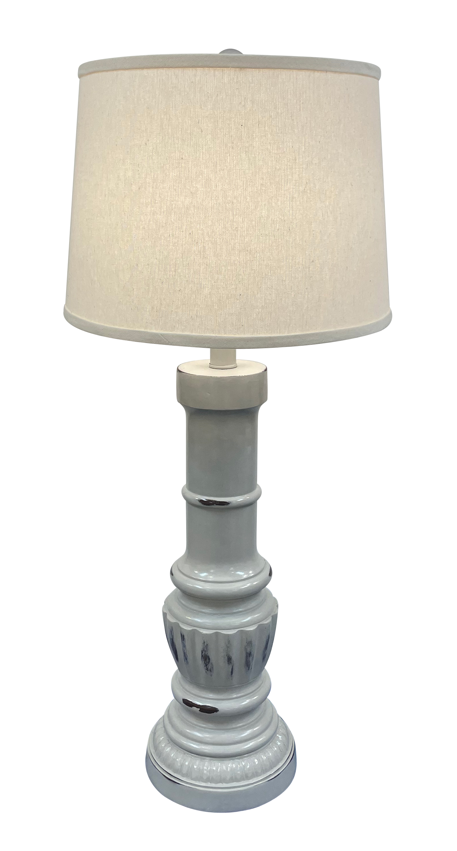 Coast Lamp Manufacturing 34"H Distressed Gray Ribbed Pedestal Table Lamp