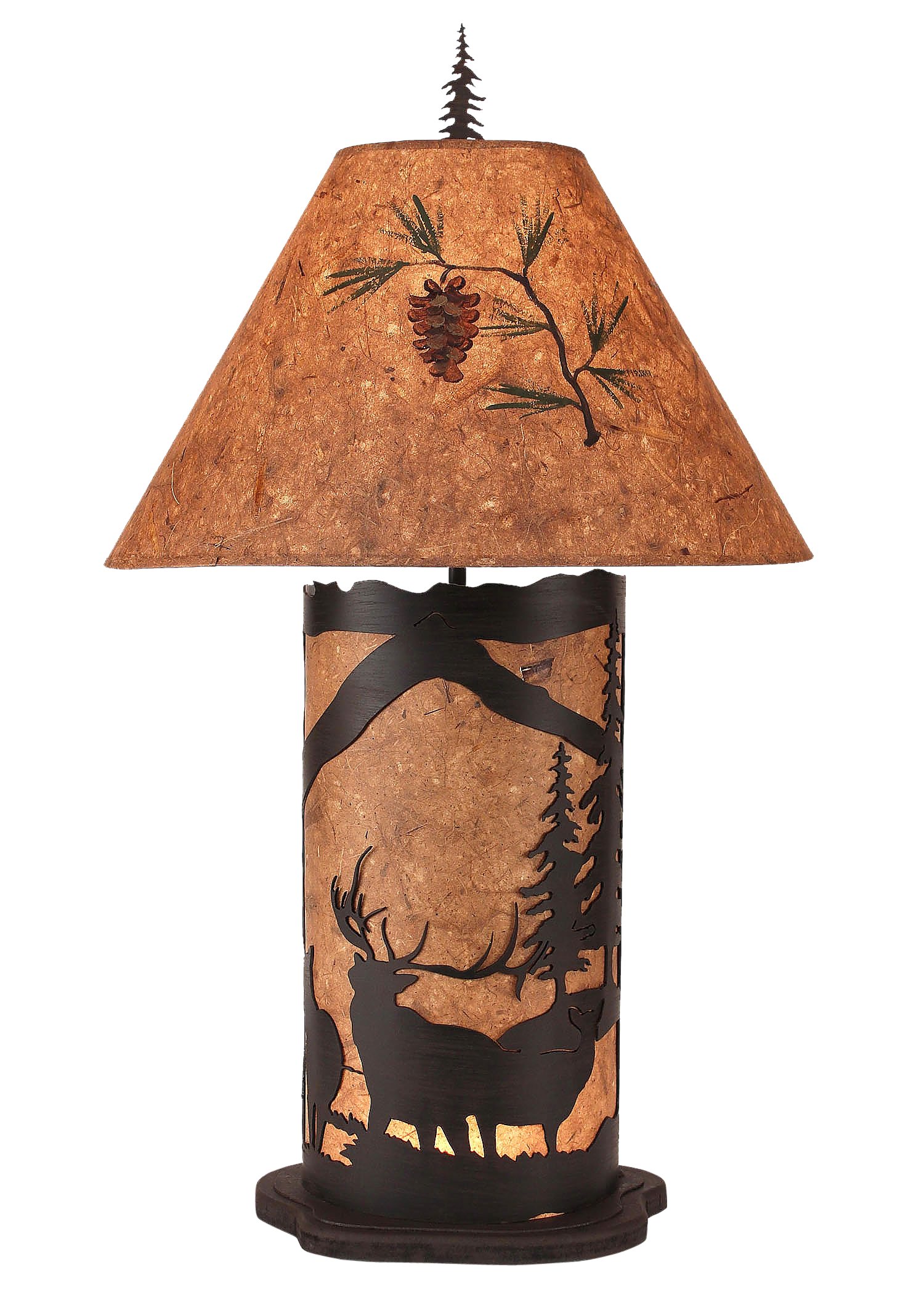 Coast Lamp Manufacturing 34"H Kodiak Large Elk Scene Table Lamp With Night Light