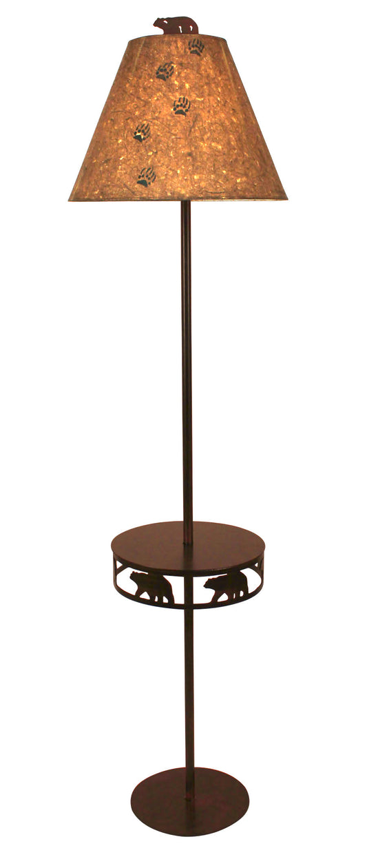 Coast Lamp Manufacturing 59"H Burnt Sienna Iron Round Bear Band Drink Table Tray Floor Lamp