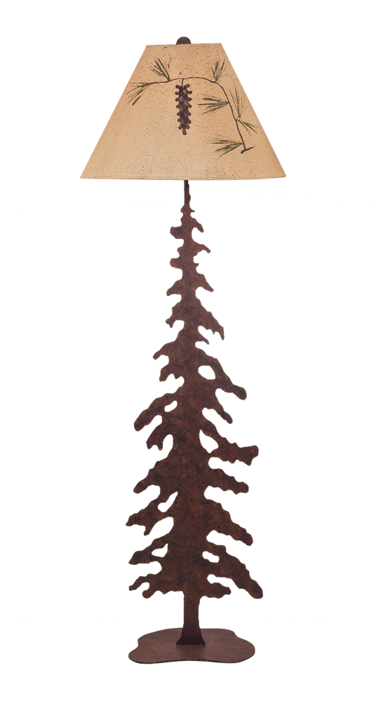 Coast Lamp Manufacturing 60"H Charred Pounced Iron Pine Tree Floor Lamp