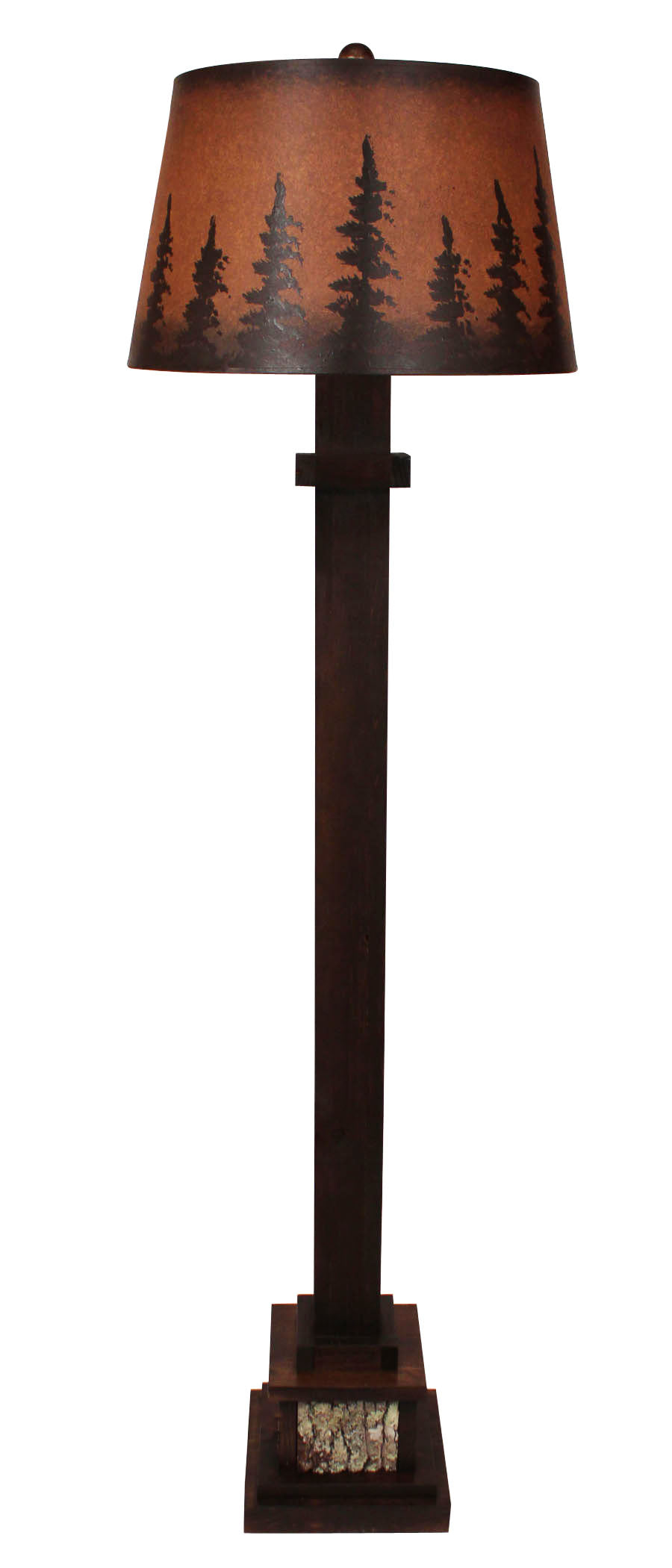 Coast Lamp Manufacturing 62"H Aspen Square Wooden Floor Lamp With Poplar Bark Accent & Pine Tree Grove Shade