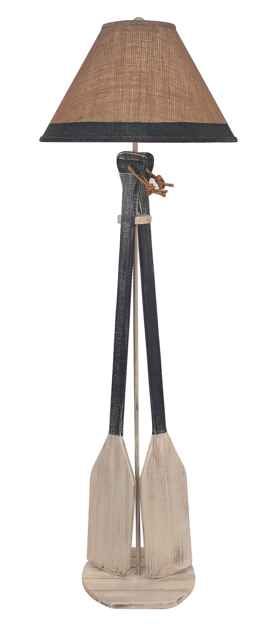 Coast Lamp Manufacturing 62"H Cottage Navy 2-Paddles With Rope Floor Lamp