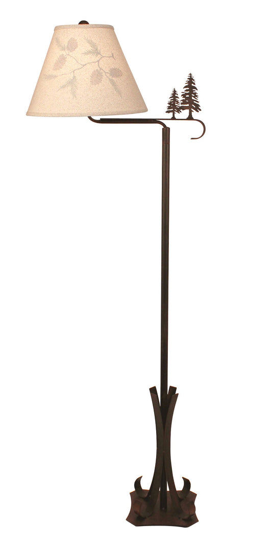 Coast Lamp Manufacturing 64"H Burnt Sienna Iron Swing Arm Floor Lamp With Pine Trees