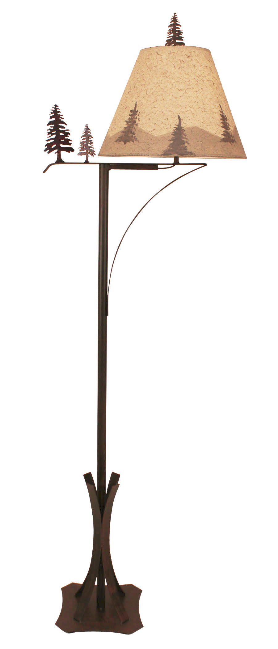 Coast Lamp Manufacturing 66"H Burnt Sienna Iron Arm Floor Lamp With Pine Trees