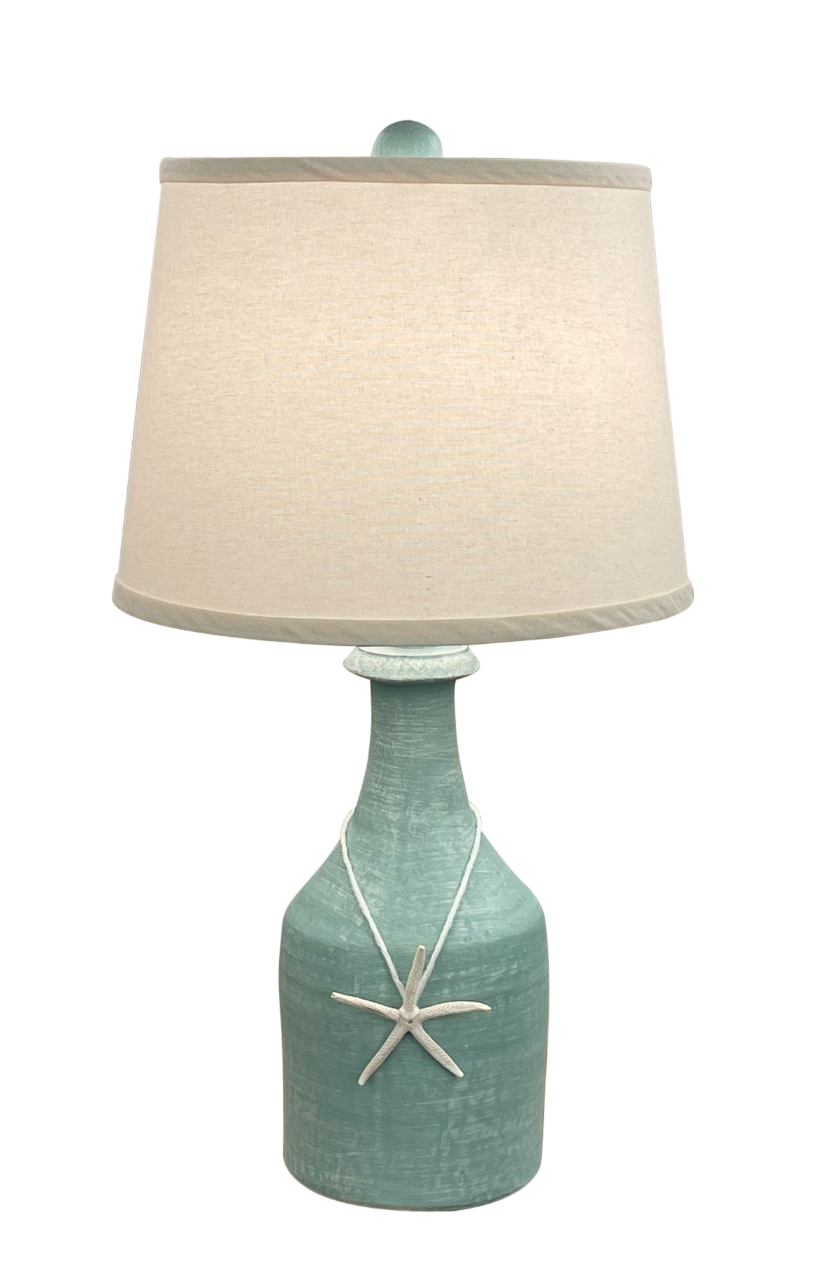 Coast Lamp Manufacturing Coastal Living 23"H Weathered Shaded Cove Small Clay Jug Accent Table Lamp With Real Starfish Accent