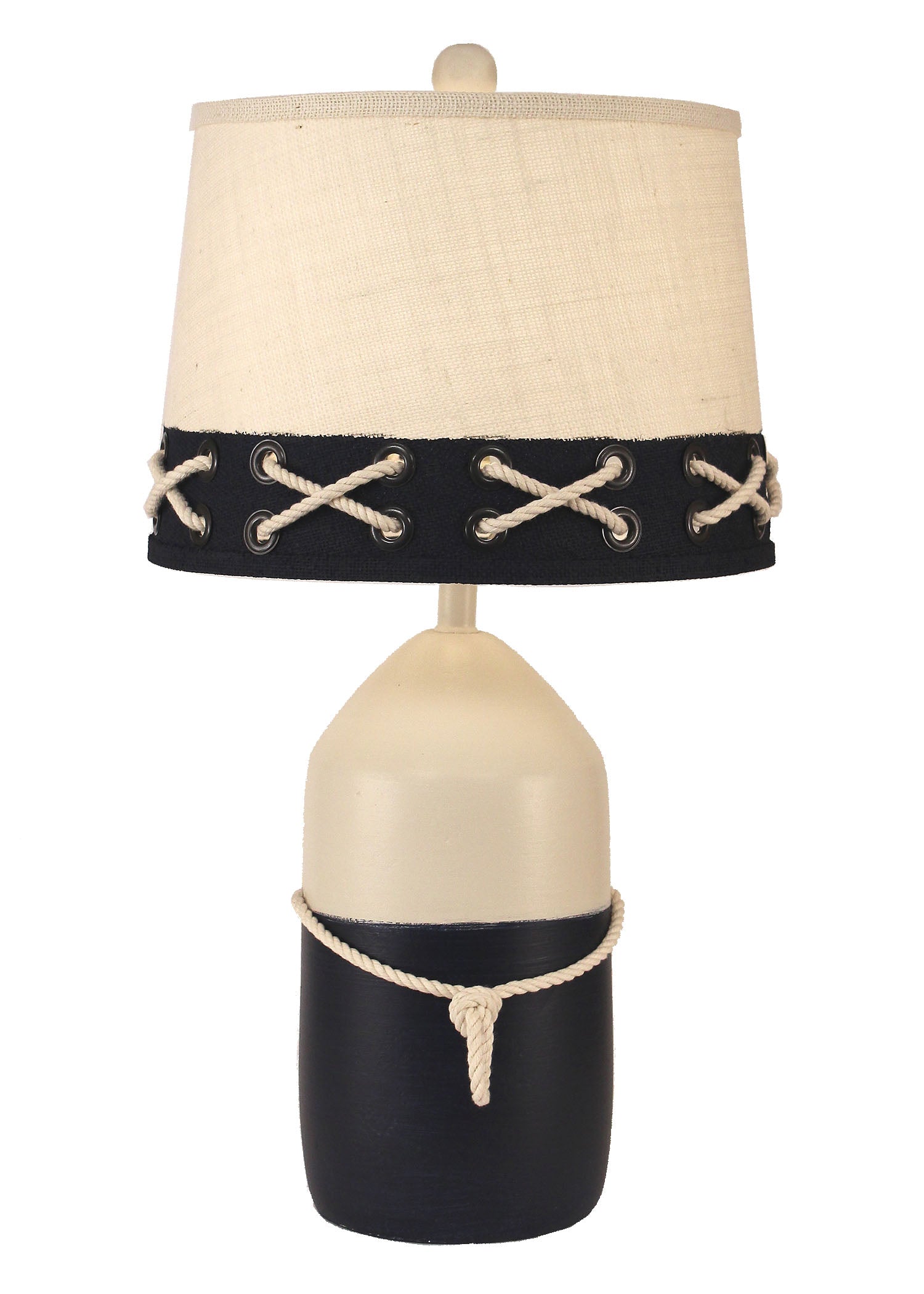 Coast Lamp Manufacturing Coastal Living 26"H Solid Cottage & Navy Large Bouy With White Rope Table Lamp