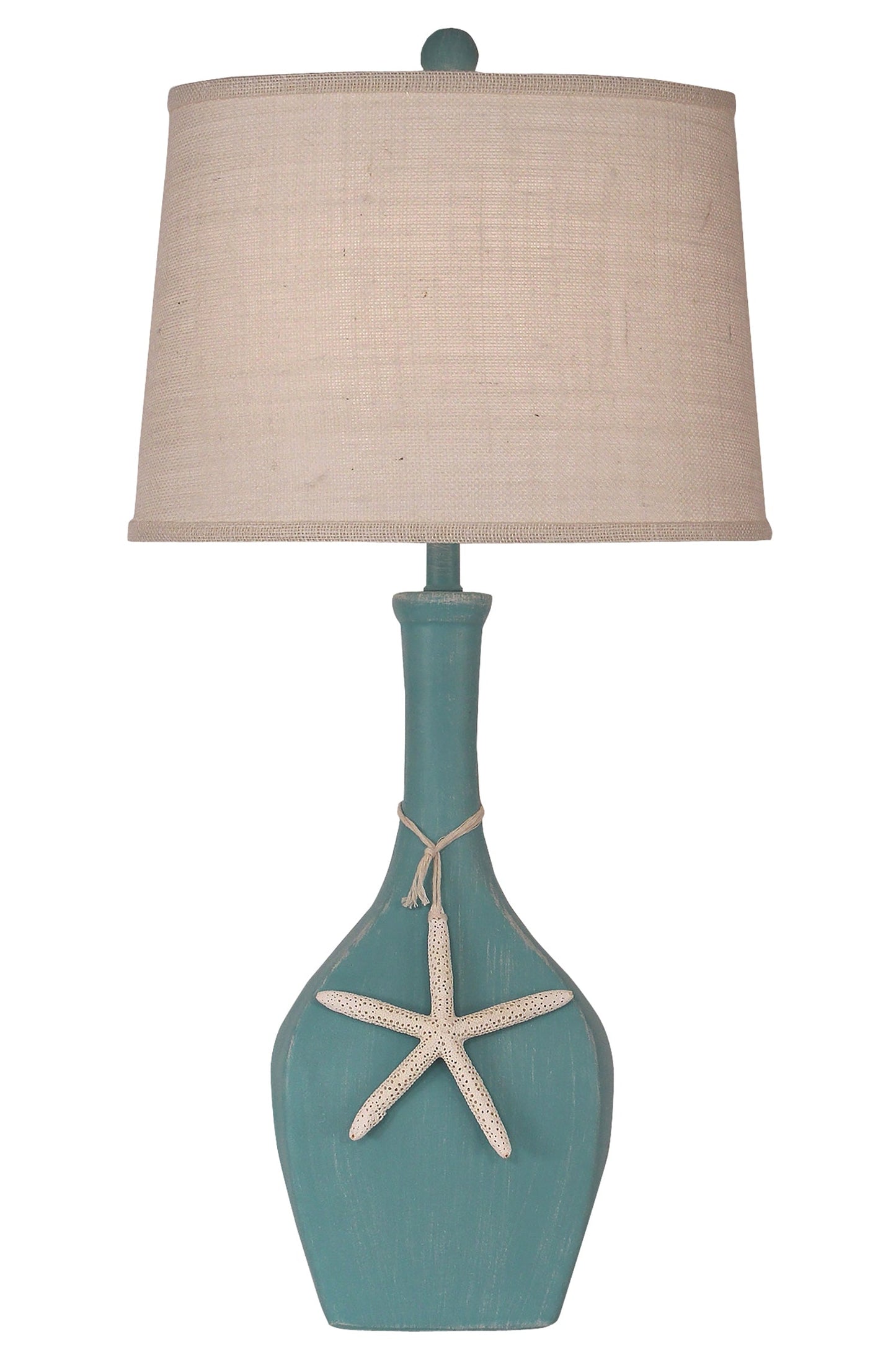 Coast Lamp Manufacturing Coastal Living 27"H Weathered Seaside Villa Round Pot Table Lamp With Rope And Starfish Accent
