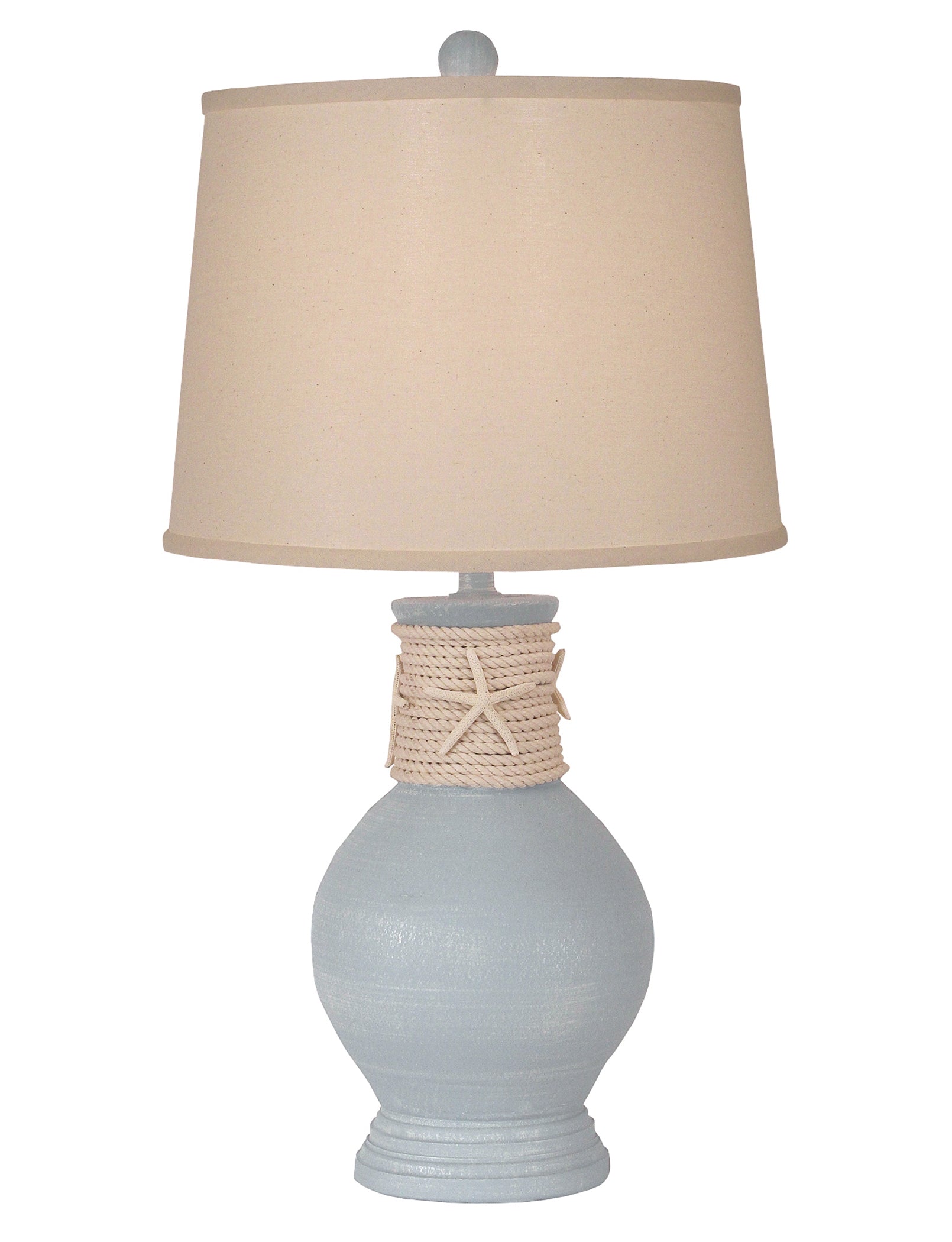 Coast Lamp Manufacturing Coastal Living 27"H Weathered Seaside Villa Round Pot With Rope And Starfish Accent Table Lamp