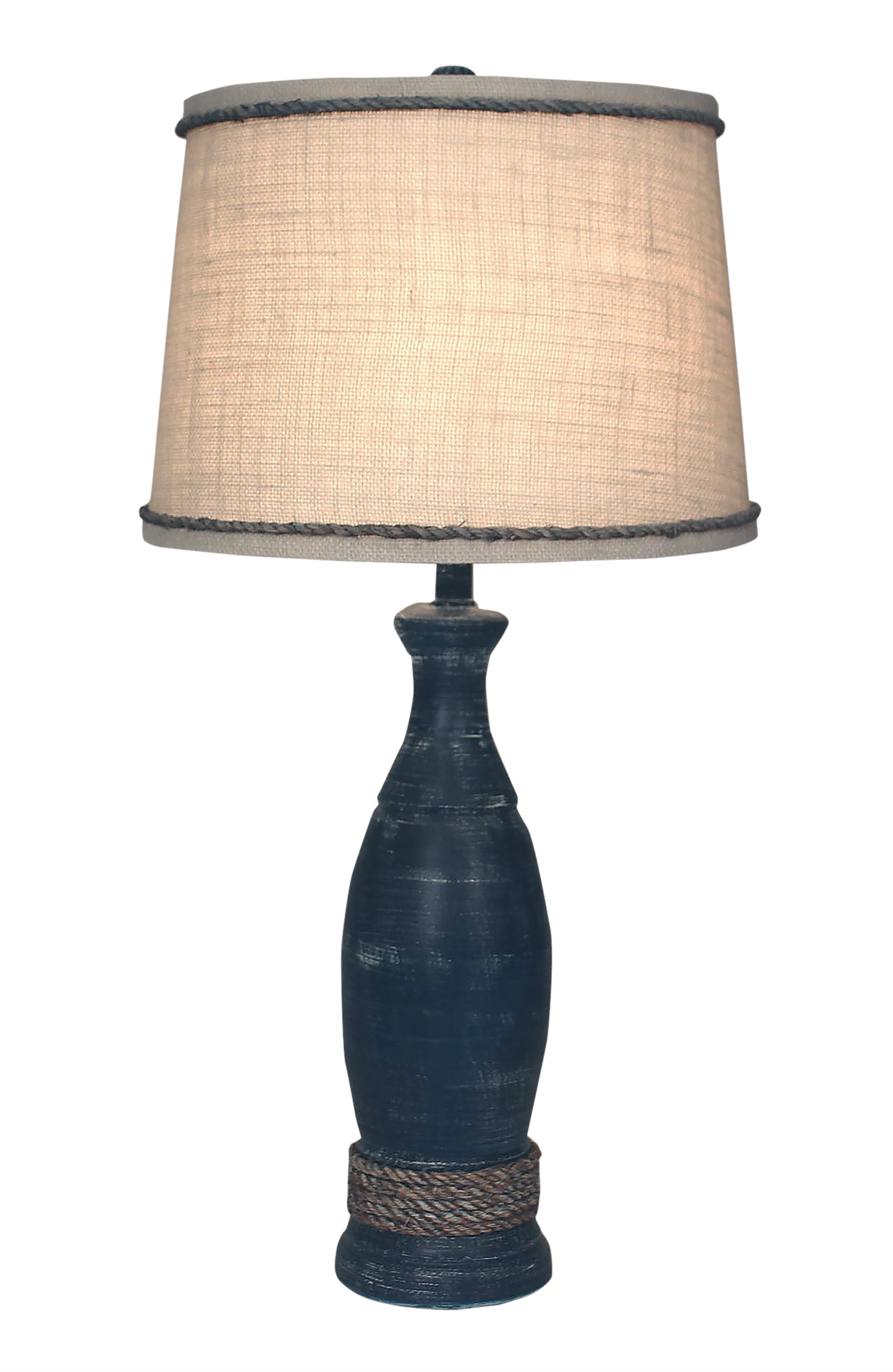 Coast Lamp Manufacturing Coastal Living 31"H Navy Casual Pedestal Table Lamp With Weathered Rope Accent