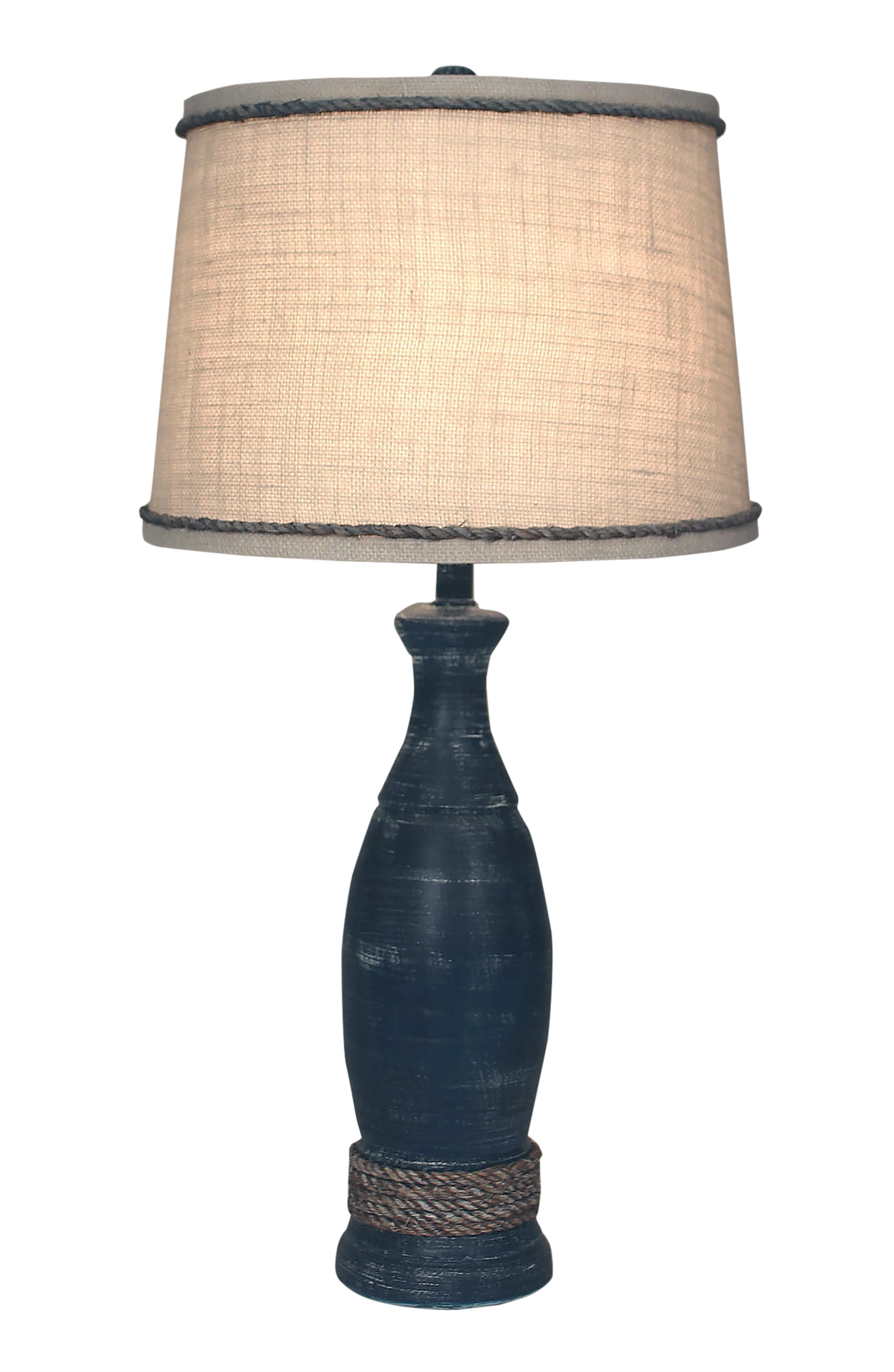 Coast Lamp Manufacturing Coastal Living 31"H Navy Casual Pedestal Table Lamp With Weathered Rope Accent
