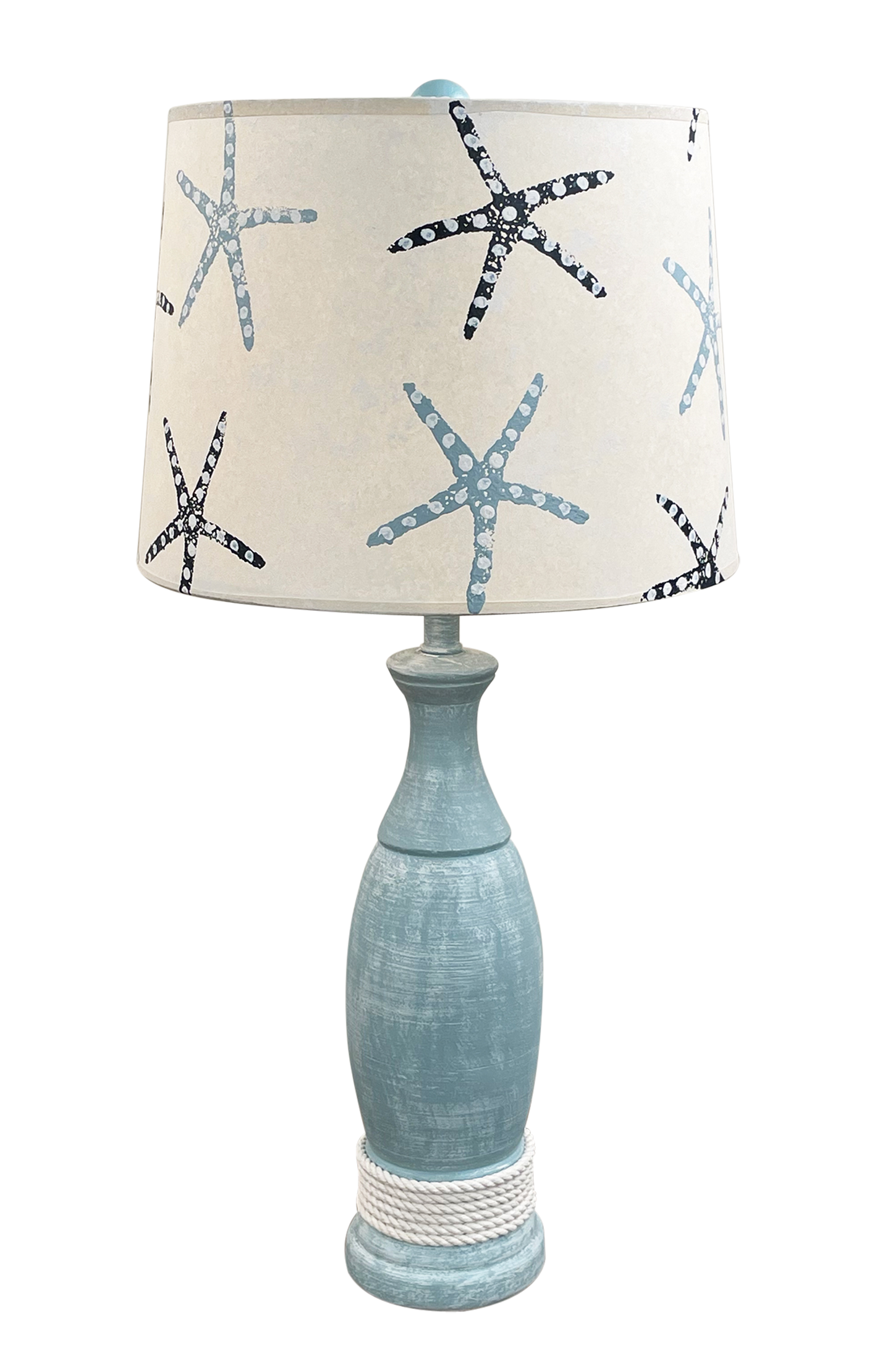 Coast Lamp Manufacturing Coastal Living 31"H Weathered Seaside Villa Casual Pedestal Table Lamp With White Rope Accent & Handpainted Starfish Shade