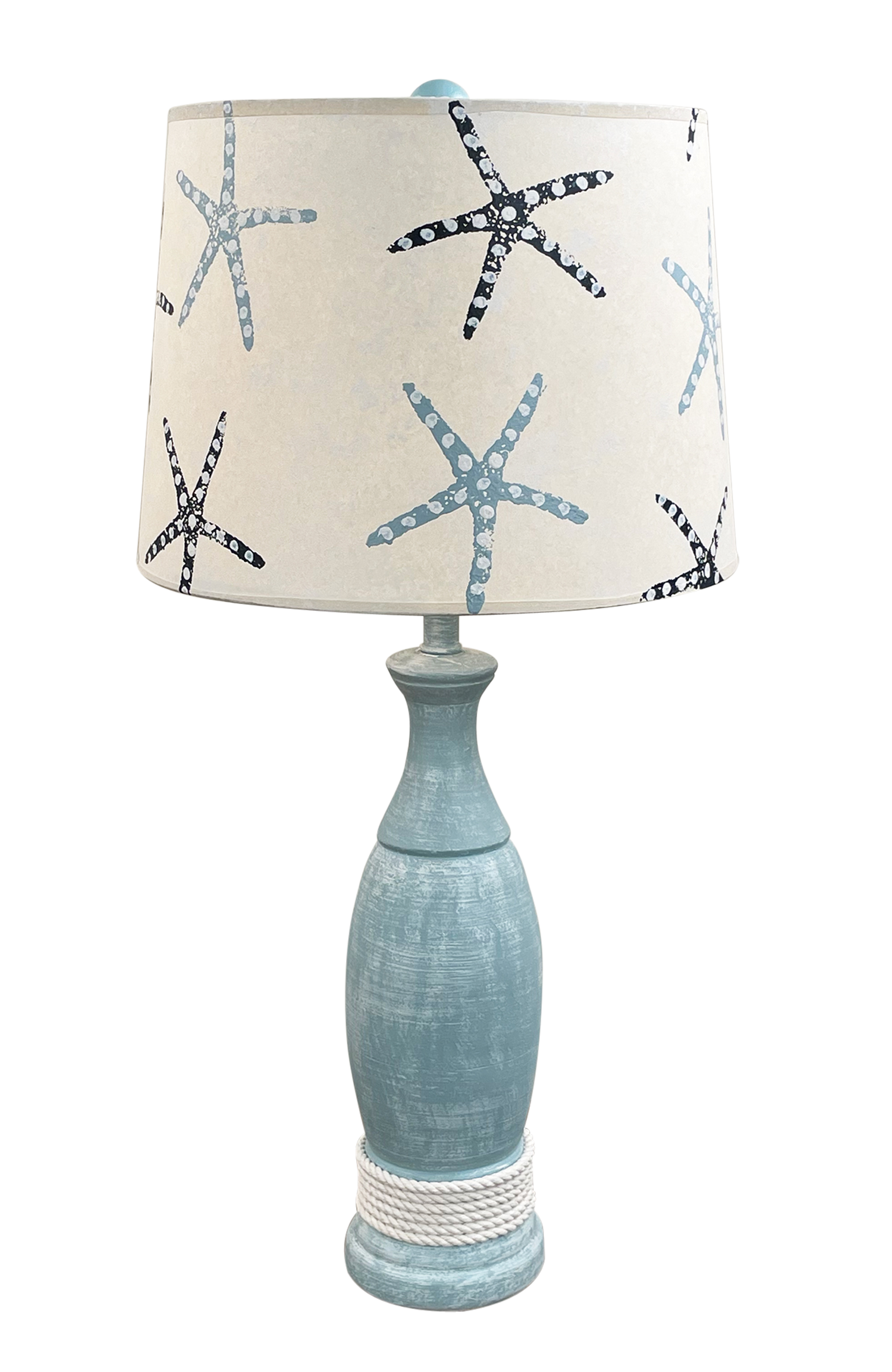 Coast Lamp Manufacturing Coastal Living 31"H Weathered Seaside Villa Casual Pedestal Table Lamp With White Rope Accent & Handpainted Starfish Shade