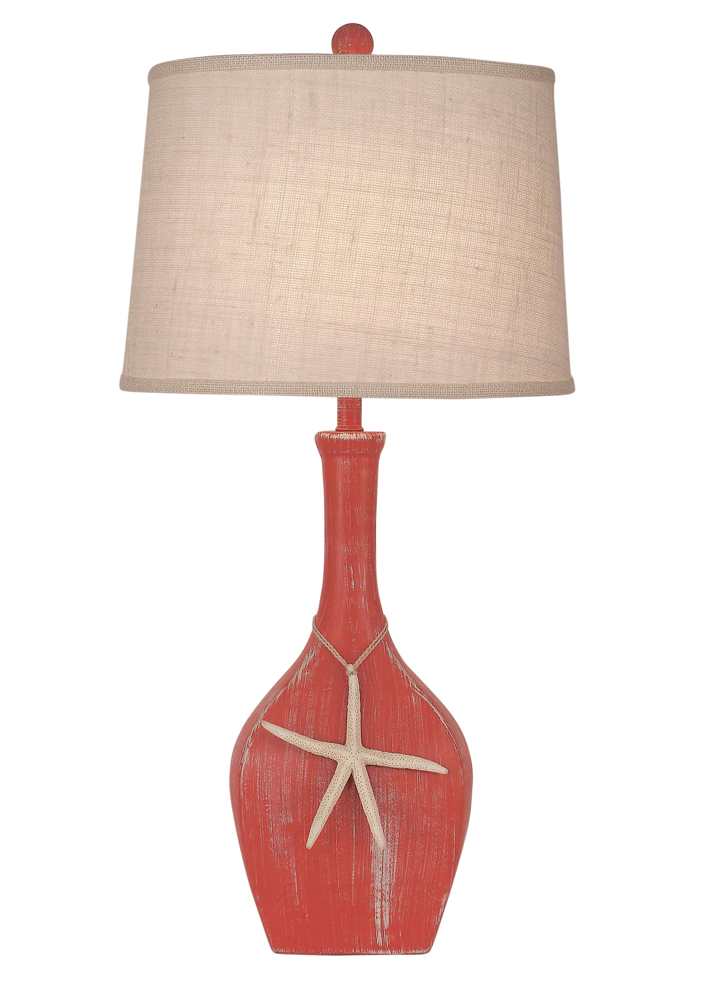 Coast Lamp Manufacturing Coastal Living 32"H Weathered Coral Oval Genie Pot Table Lamp With Large Starfish Accent