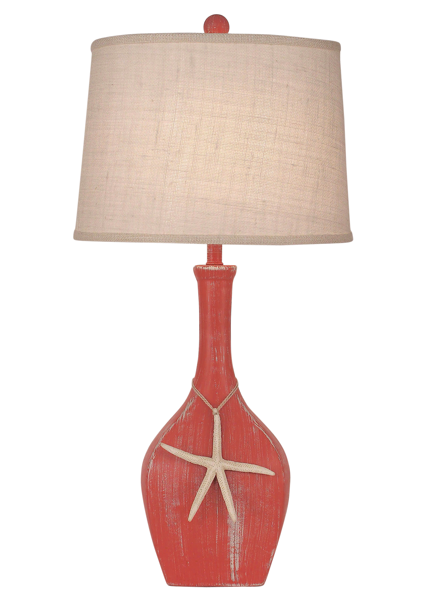 Coast Lamp Manufacturing Coastal Living 32"H Weathered Coral Oval Genie Pot Table Lamp With Large Starfish Accent
