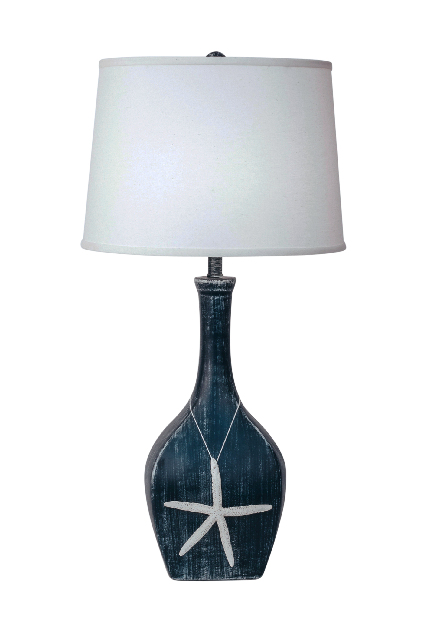 Coast Lamp Manufacturing Coastal Living 32"H Weathered Navy Oval Genie Pot Table Lamp With Large Starfish Accent