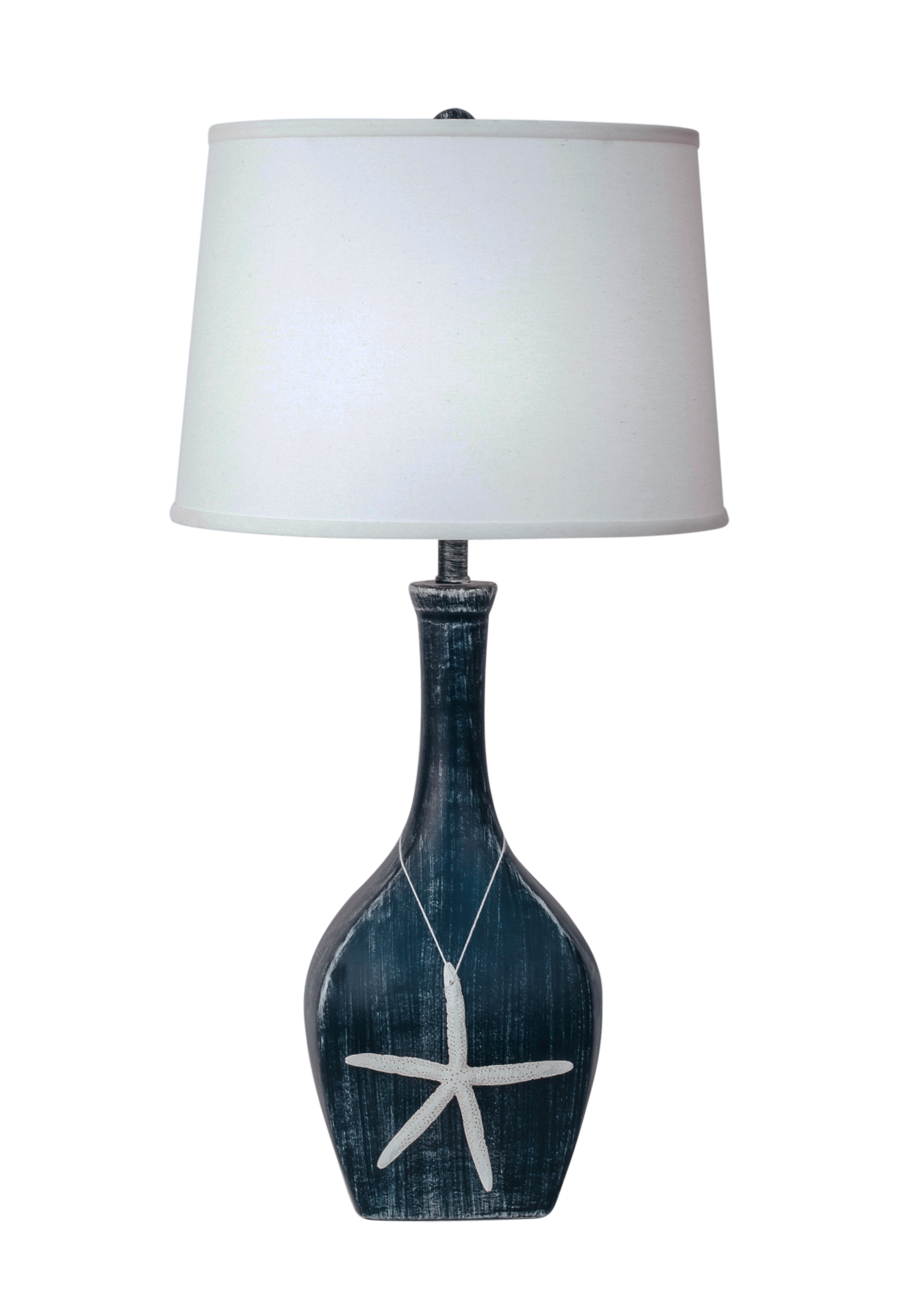 Coast Lamp Manufacturing Coastal Living 32"H Weathered Navy Oval Genie Pot Table Lamp With Large Starfish Accent