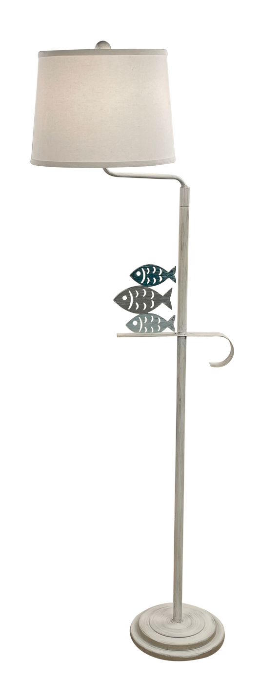 Coast Lamp Manufacturing Coastal Living 64"H Nautical Iron 3-Fish Swing Arm Floor Lamp