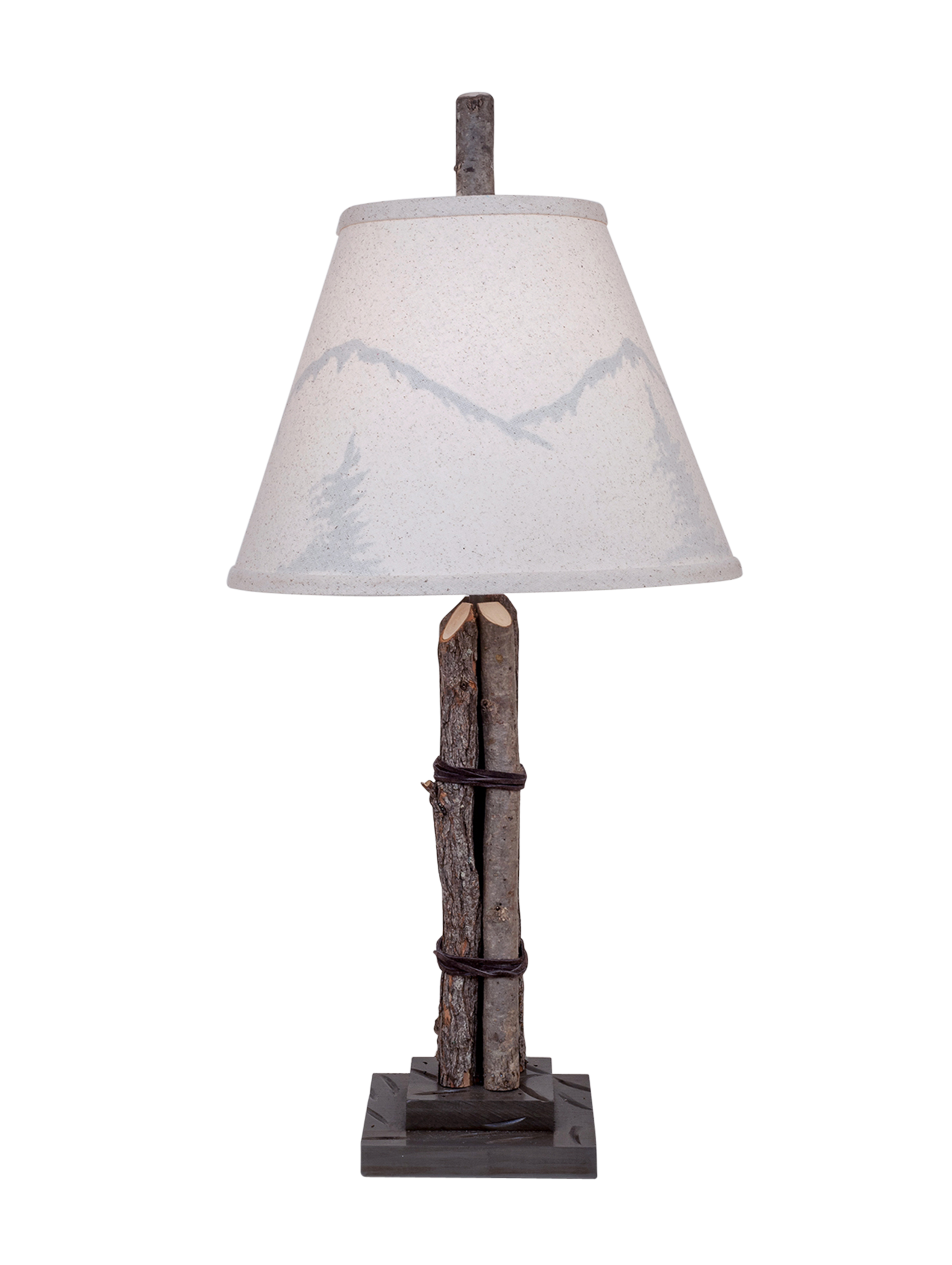 Coast Lamp Manufacturing Rustic Living 24"H Gray Glaze Stick Table Lamp With Mountain Scene Shade