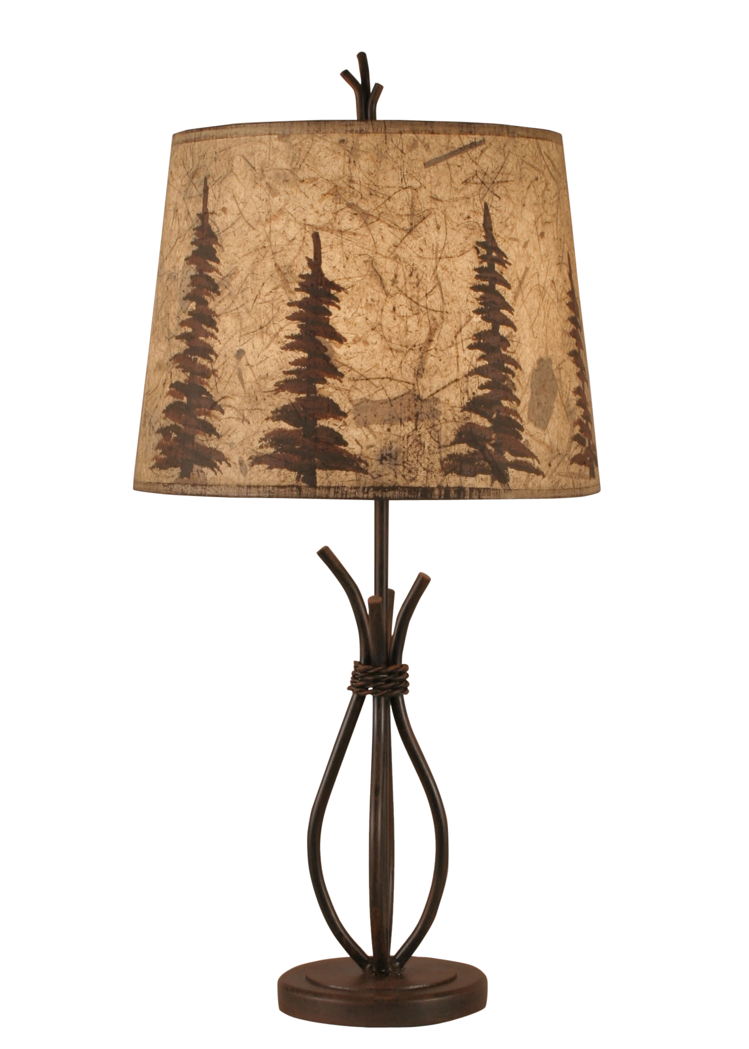 Coast Lamp Manufacturing Rustic Living 24"H Rust Streaked Iron Stack Accent Lamp With Feather Tree Shade
