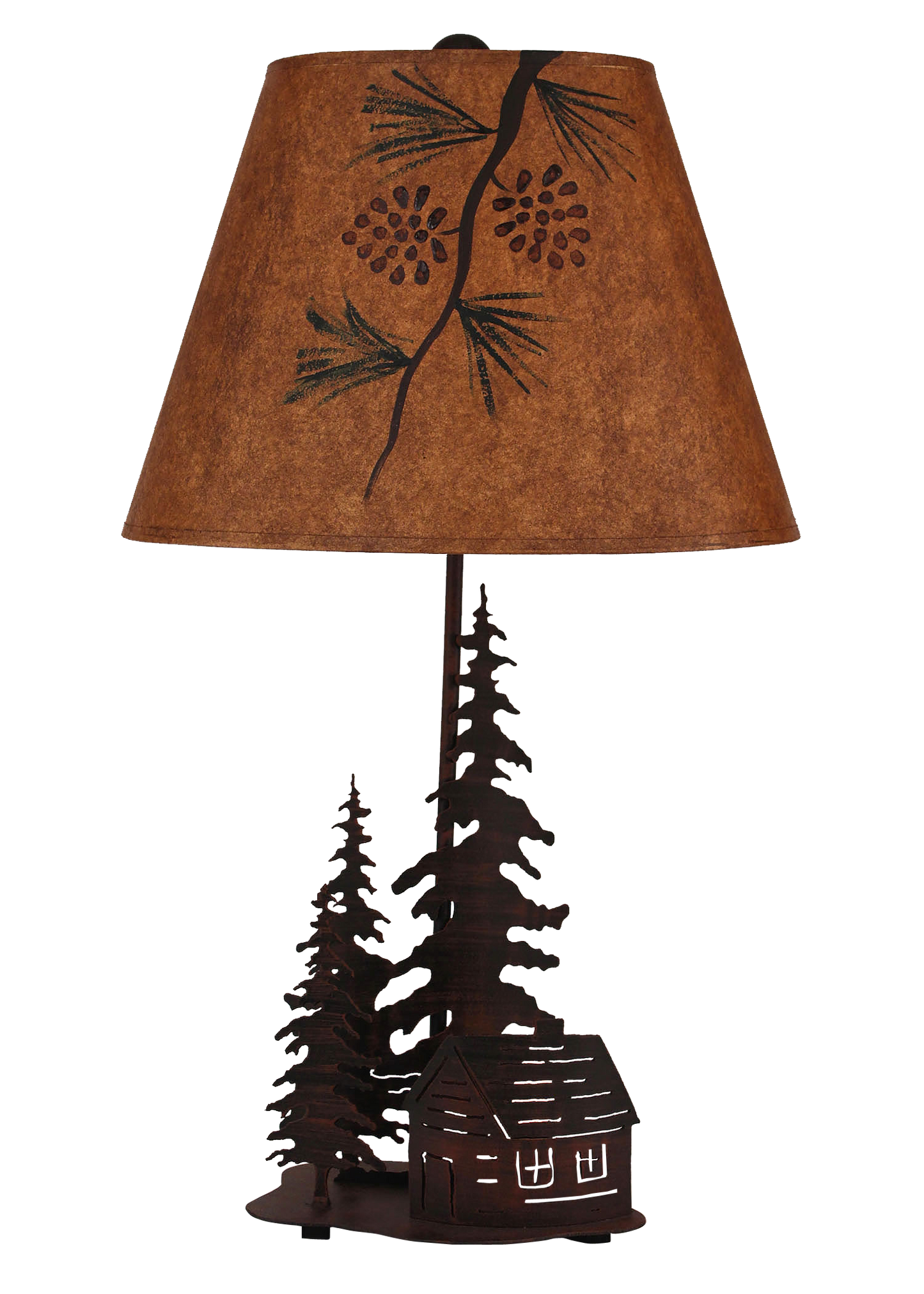 Coast Lamp Manufacturing Rustic Living 26"H Burnt Sienna 2 Tree And Cabin Accent Lamp With Night Light