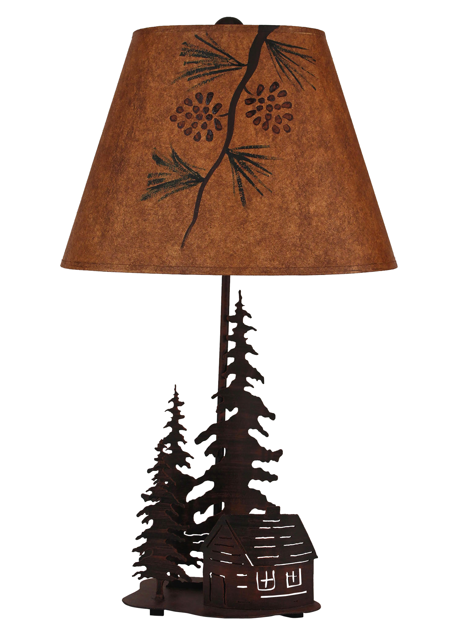 Coast Lamp Manufacturing Rustic Living 26"H Burnt Sienna 2 Tree And Cabin Accent Lamp With Night Light