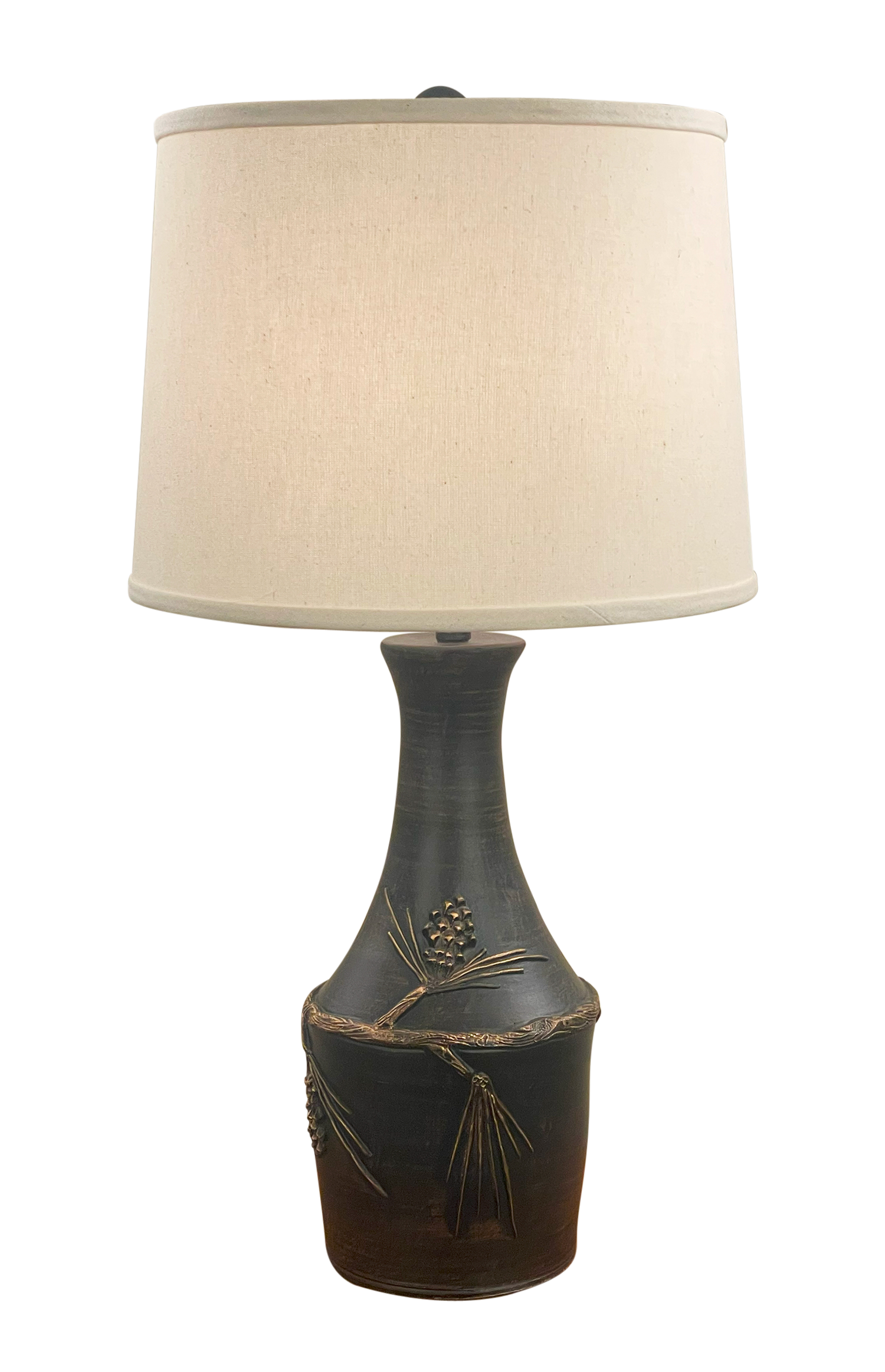Coast Lamp Manufacturing Rustic Living 29"H Burnt Sienna & Gold Vase Table Lamp With Pine Cone Accent