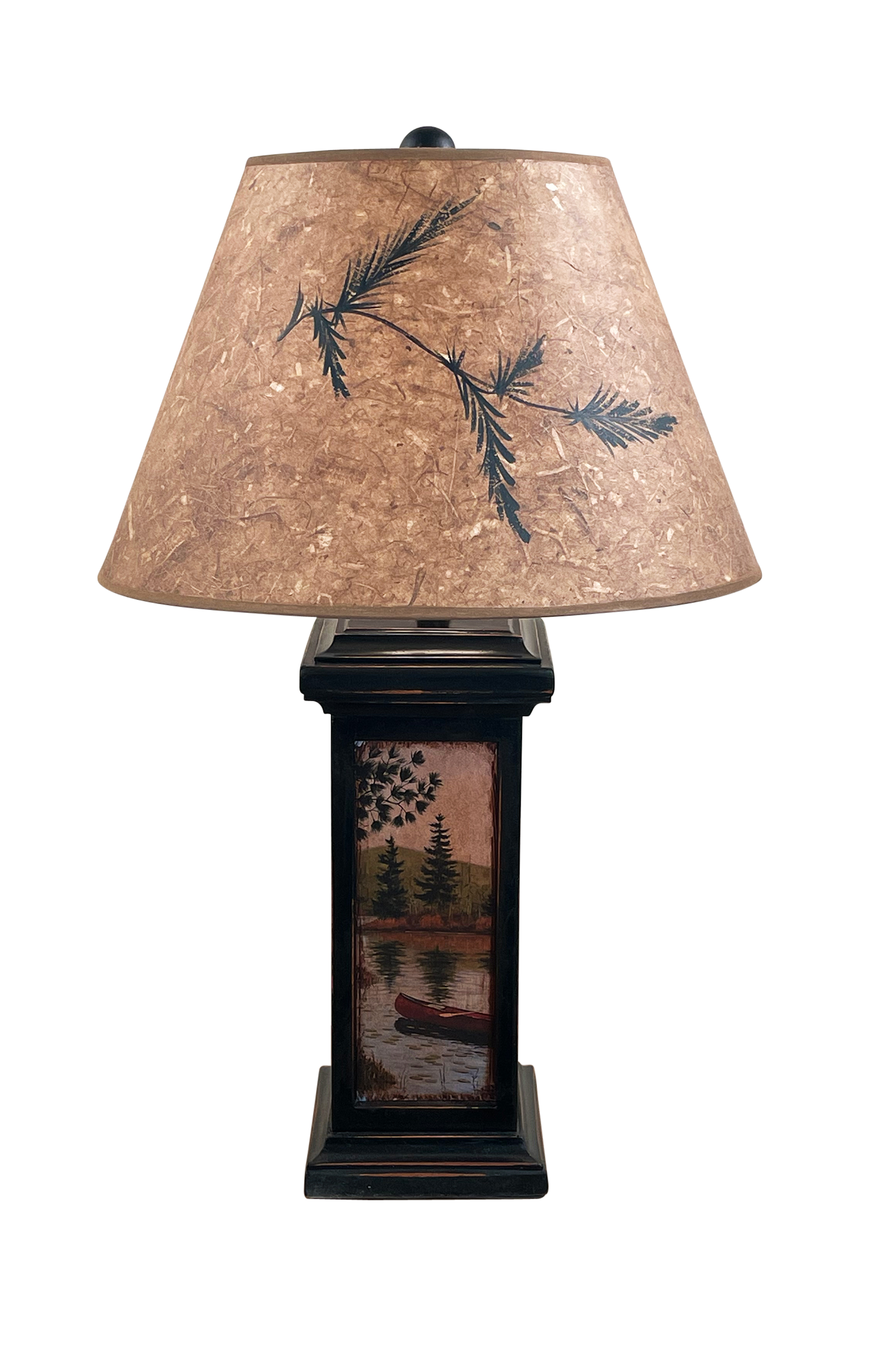 Coast Lamp Manufacturing Rustic Living 29"H Distressed Black Small Square Canoe Scene Table Lamp