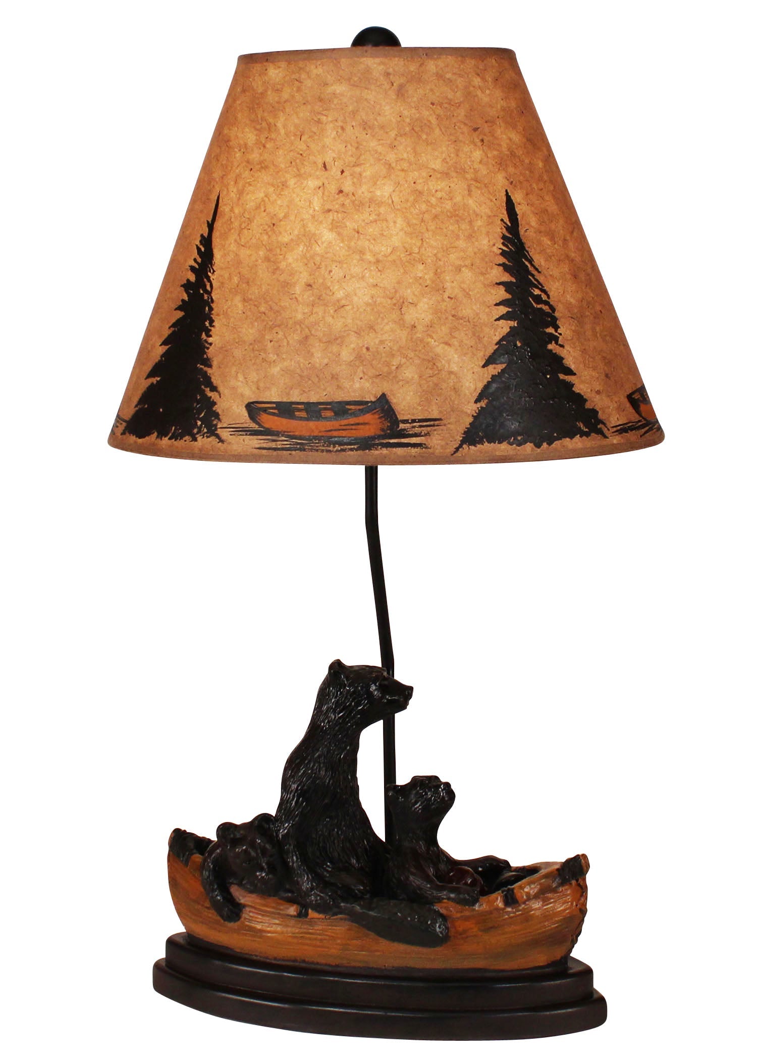 Coast Lamp Manufacturing Rustic Living 29"H Kodiak Honey Bear Family Canoe Table Lamp With Canoe And Tree Shade