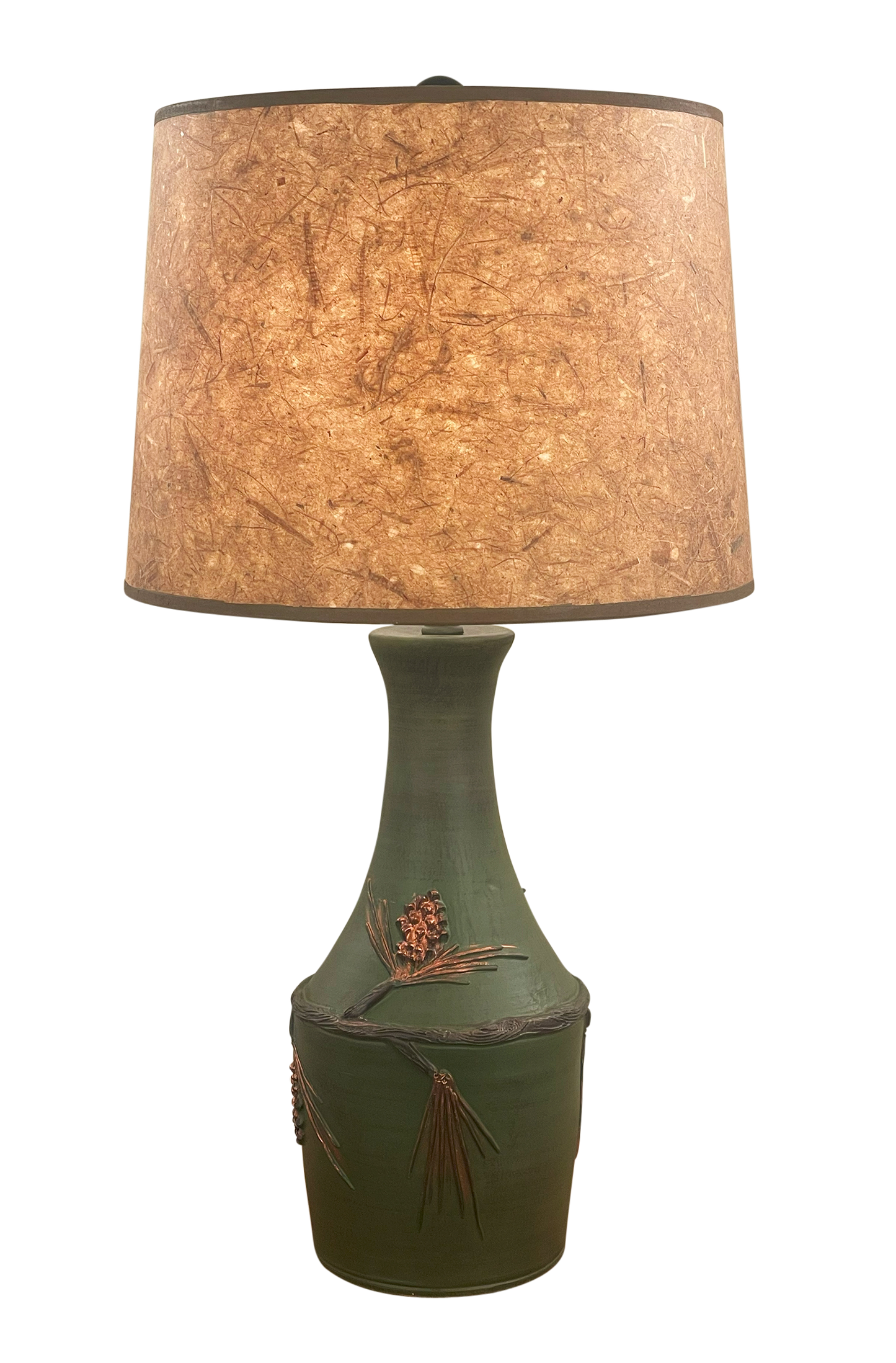 Coast Lamp Manufacturing Rustic Living 29"H Pine & Bronze Vase Table Lamp With Pine Cone Accent & Woodchip Shade