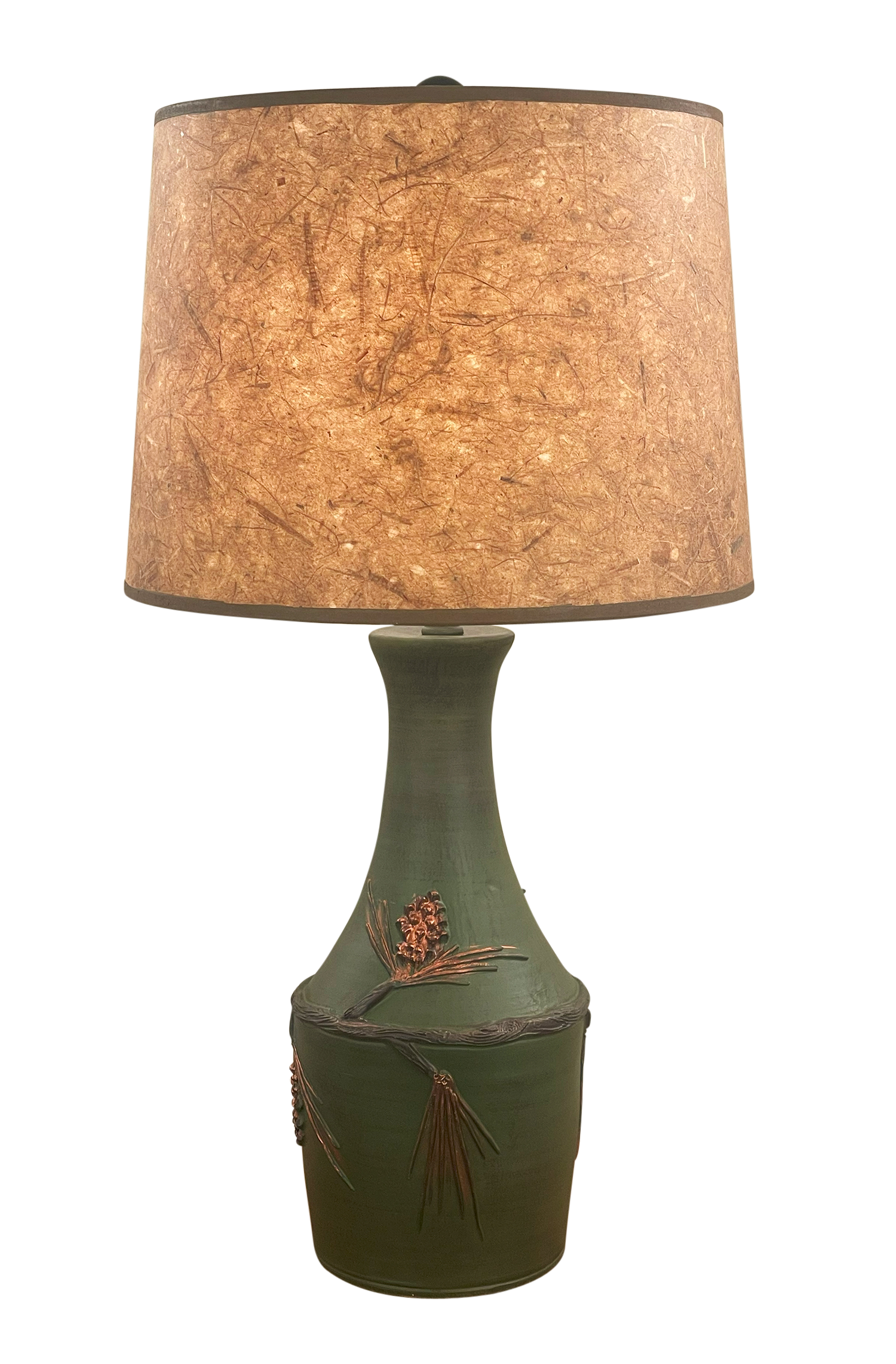 Coast Lamp Manufacturing Rustic Living 29"H Pine & Bronze Vase Table Lamp With Pine Cone Accent & Woodchip Shade