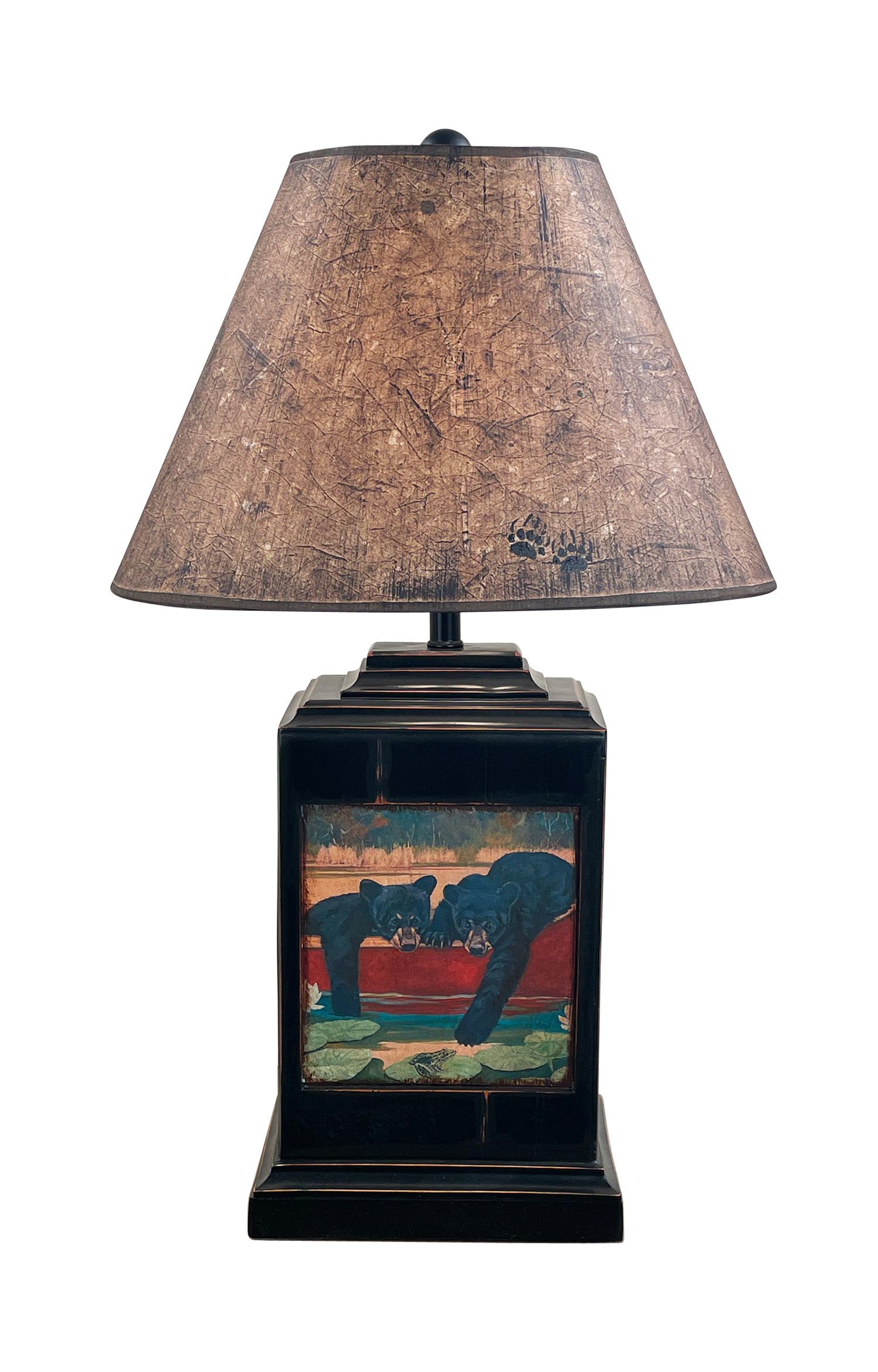 Coast Lamp Manufacturing Rustic Living 30"H Distressed Black Rectangle Cubs In Canoe Table Lamp