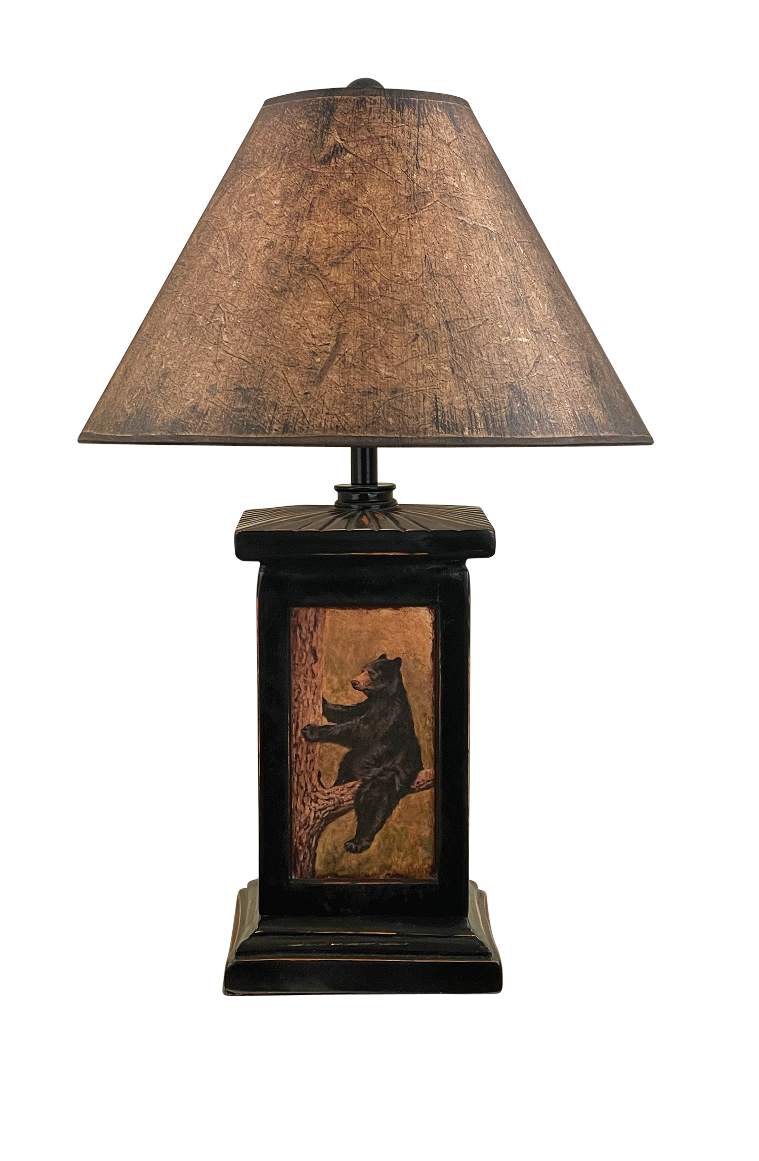 Coast Lamp Manufacturing Rustic Living 30"H Distressed Black Square Bear In Tree Scene Table Lamp