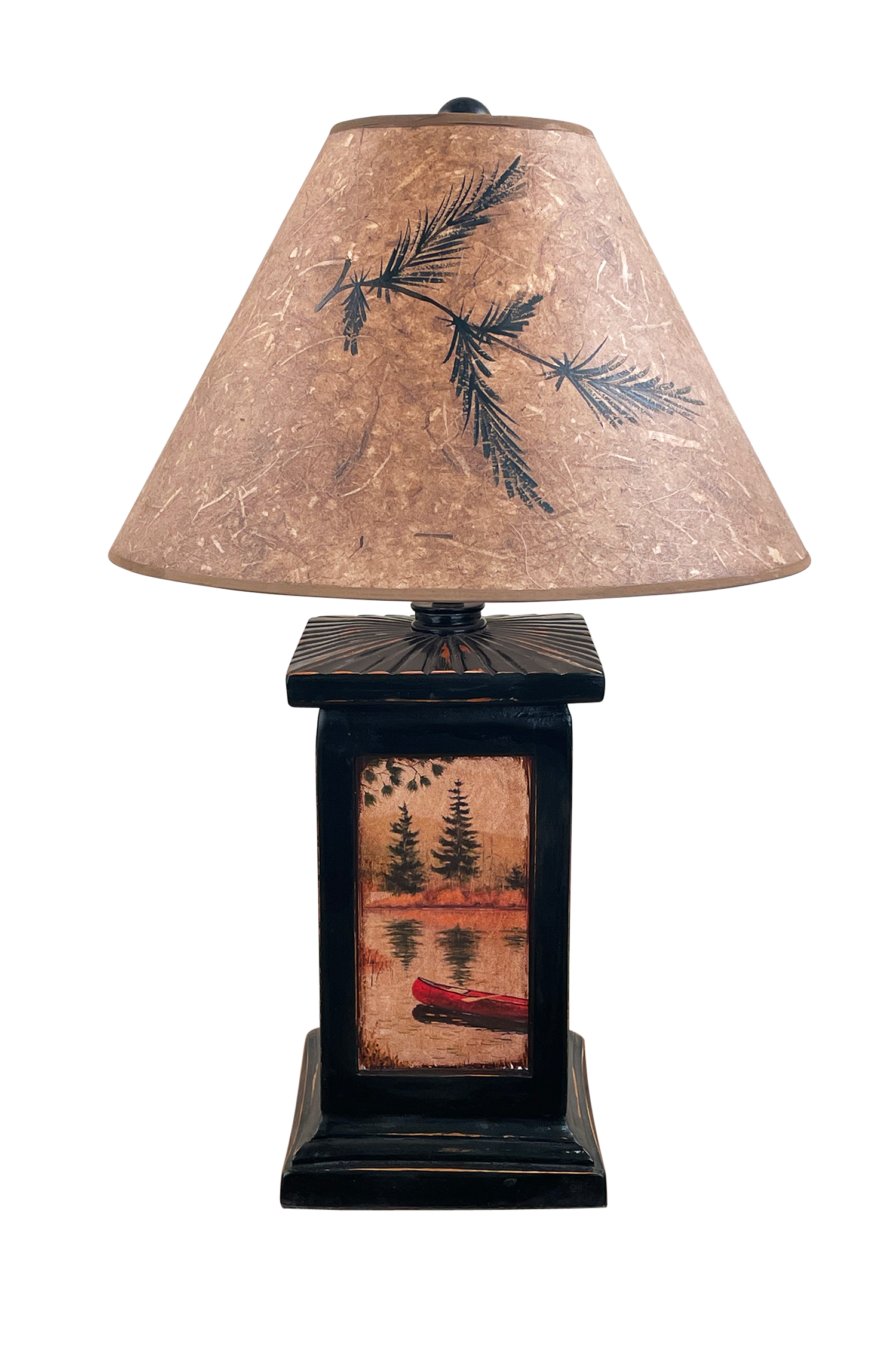 Coast Lamp Manufacturing Rustic Living 30"H Distressed Black Square Canoe Scene Table Lamp