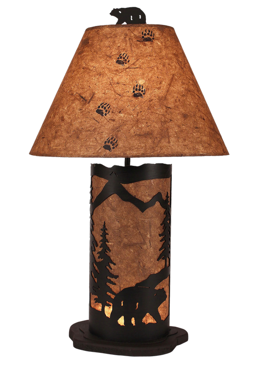 Coast Lamp Manufacturing Rustic Living 30"H Kodiak Small Bear Scene Table Lamp With Night Light