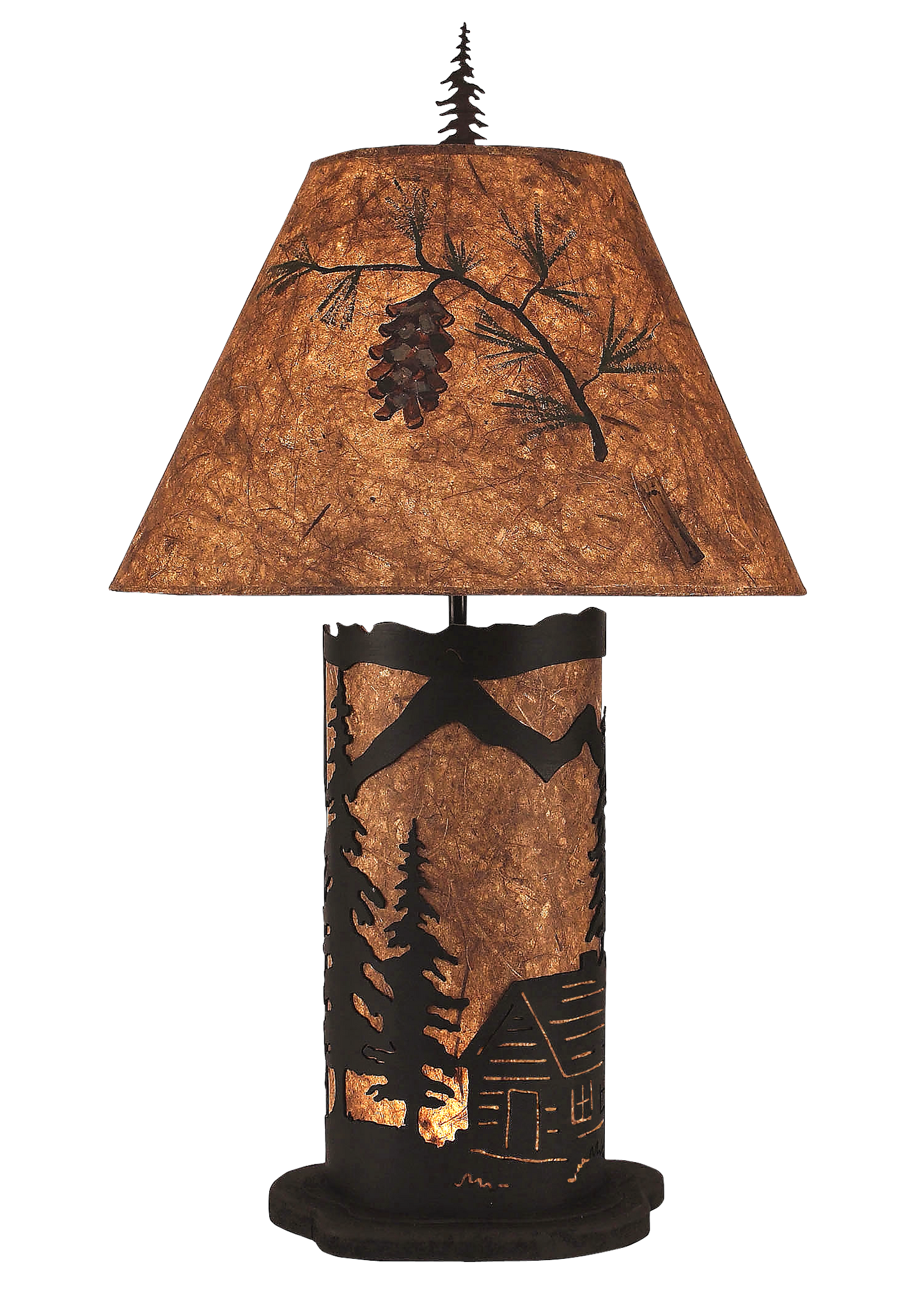 Coast Lamp Manufacturing Rustic Living 31"H Kodiak Small Cabin Scene Table Lamp With Night Light
