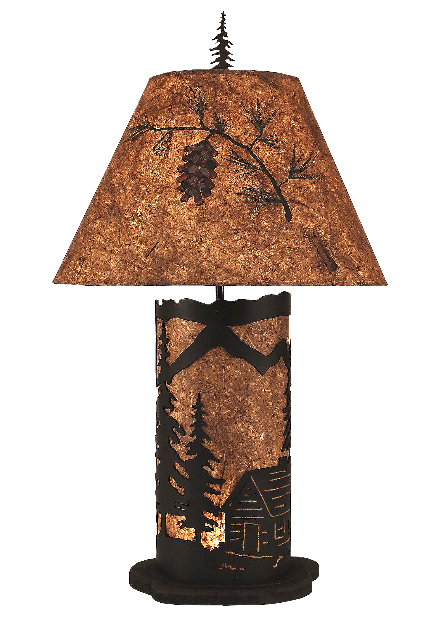 Coast Lamp Manufacturing Rustic Living 31"H Kodiak Small Cabin Scene Table Lamp With Night Light