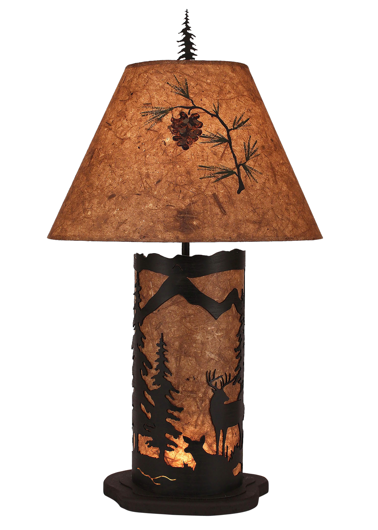Coast Lamp Manufacturing Rustic Living 32"H Kodiak Small Deer Scene Table Lamp With Night Light