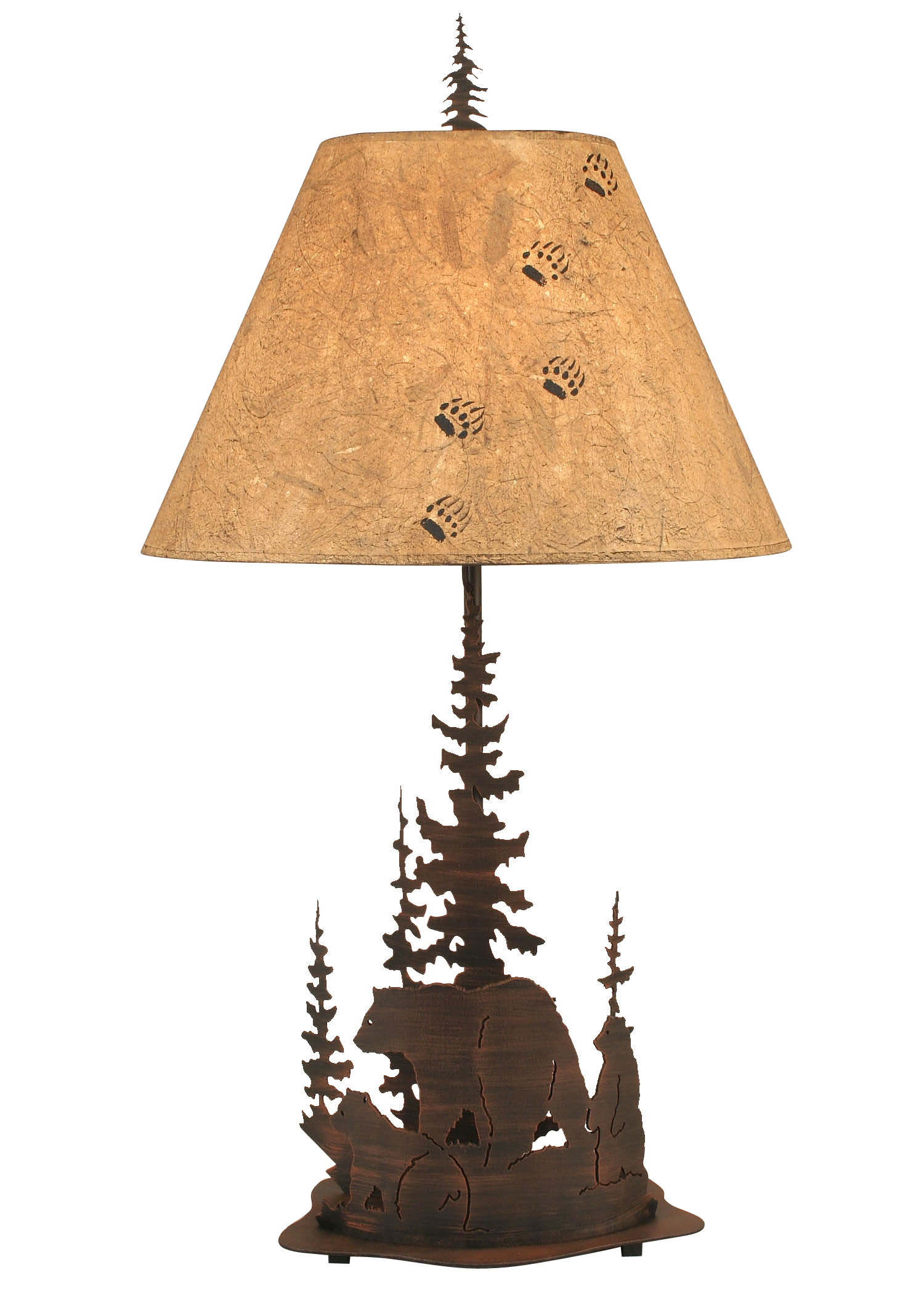 Coast Lamp Manufacturing Rustic Living 33"H Burnt Sienna Feather Tree & Bear Scene Table Lamp