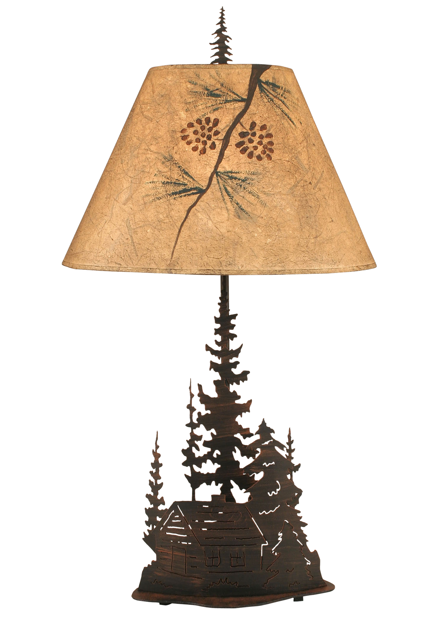 Coast Lamp Manufacturing Rustic Living 33"H Burnt Sienna Large Cabin And Trees Table Lamp