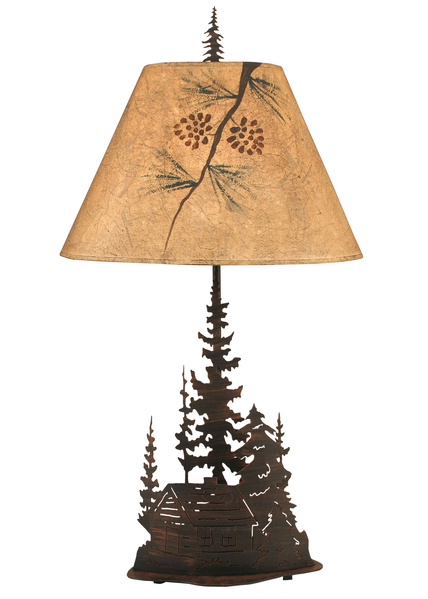 Coast Lamp Manufacturing Rustic Living 33"H Burnt Sienna Large Cabin And Trees Table Lamp