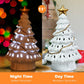 Costway 11' Pre-Lit Ceramic Hollow Christmas Tree with LED Lights