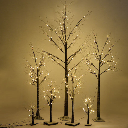Costway 1.5' 18 LED Christmas Brown Birch Snow Tree LED Light Warm Decorative Festival Party