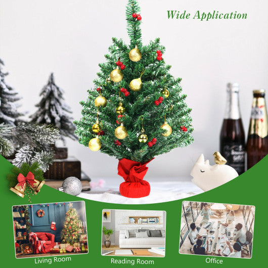 Costway 2' Artificial Battery Operated Christmas Tree with LED Lights