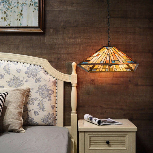 Costway 2-Light Ceiling Tiffany Hanging Lamp with Lamp Shade