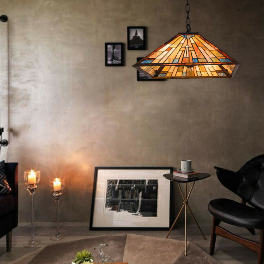 Costway 2-Light Ceiling Tiffany Hanging Lamp with Lamp Shade