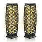 Costway 2 Pieces Black Solar-Powered Diamond Wicker Floor Lamps with Auto LED Light