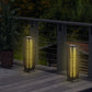 Costway 2 Pieces Black Solar-Powered Square Wicker Floor Lamps with Auto LED Light