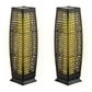 Costway 2 Pieces Black Solar-Powered Square Wicker Floor Lamps with Auto LED Light
