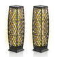 Costway 2 Pieces Brown Solar-Powered Diamond Wicker Floor Lamps with Auto LED Light